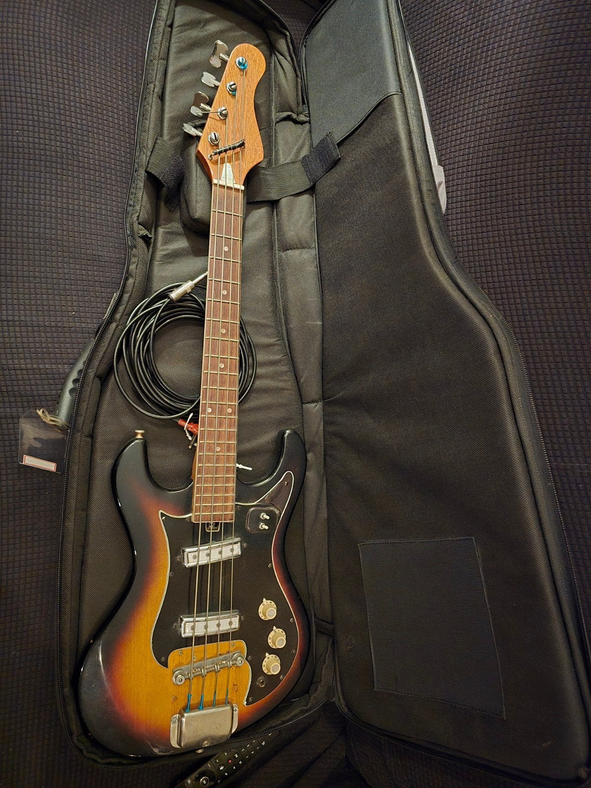 Vintage Japanse Basgitaar met Versterker en Hoes, Ophalen