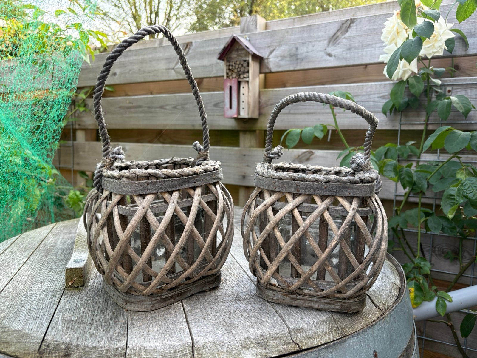 Houten windlicht, Ophalen, Gebruikt, Bruin, Minder dan 25 cm