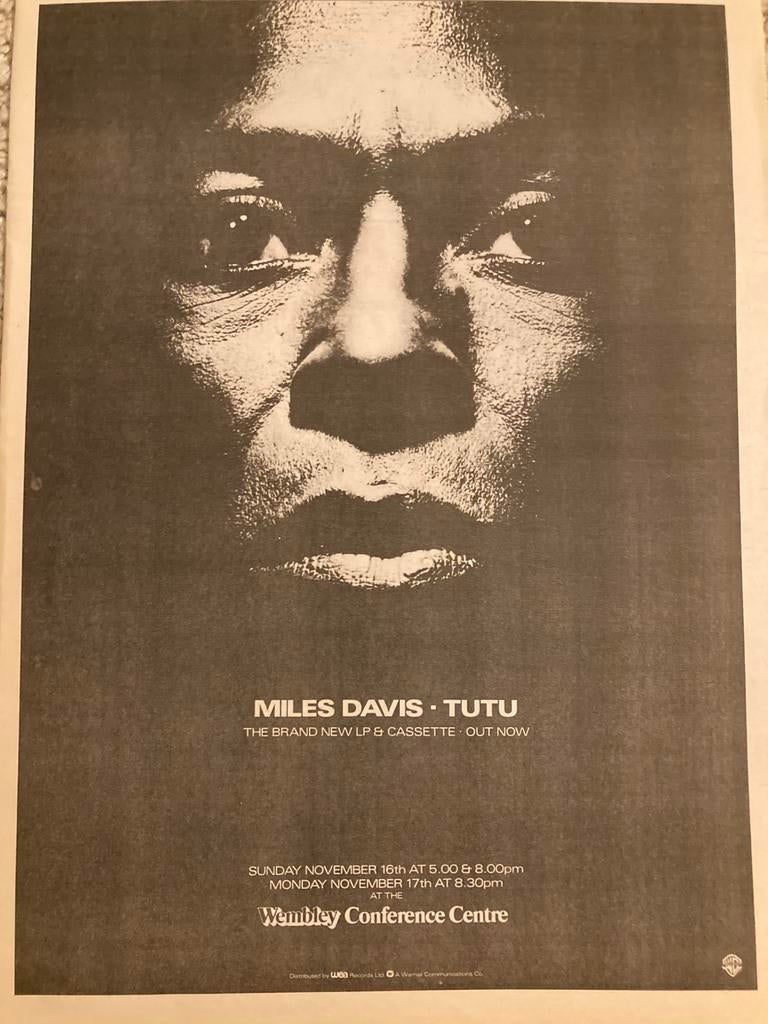 MILES DAVIS Tutu A3 formaat advertentie, Ophalen of Verzenden, Gebruikt, A1 t/m A3