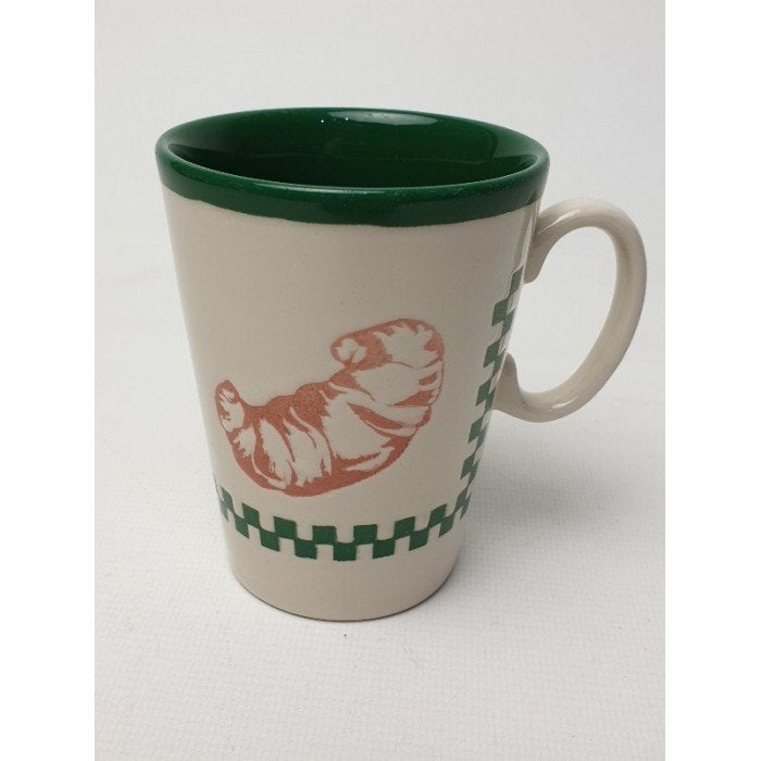 # Koffie mok met een afbeelding van croissant, Gebruikt, Overige stijlen, Aardewerk, Mok