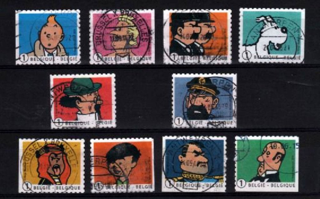 Belgie 2014 Kuifje Hergé Tintin 10 zelfklevende compleet, Verzenden, Gestempeld