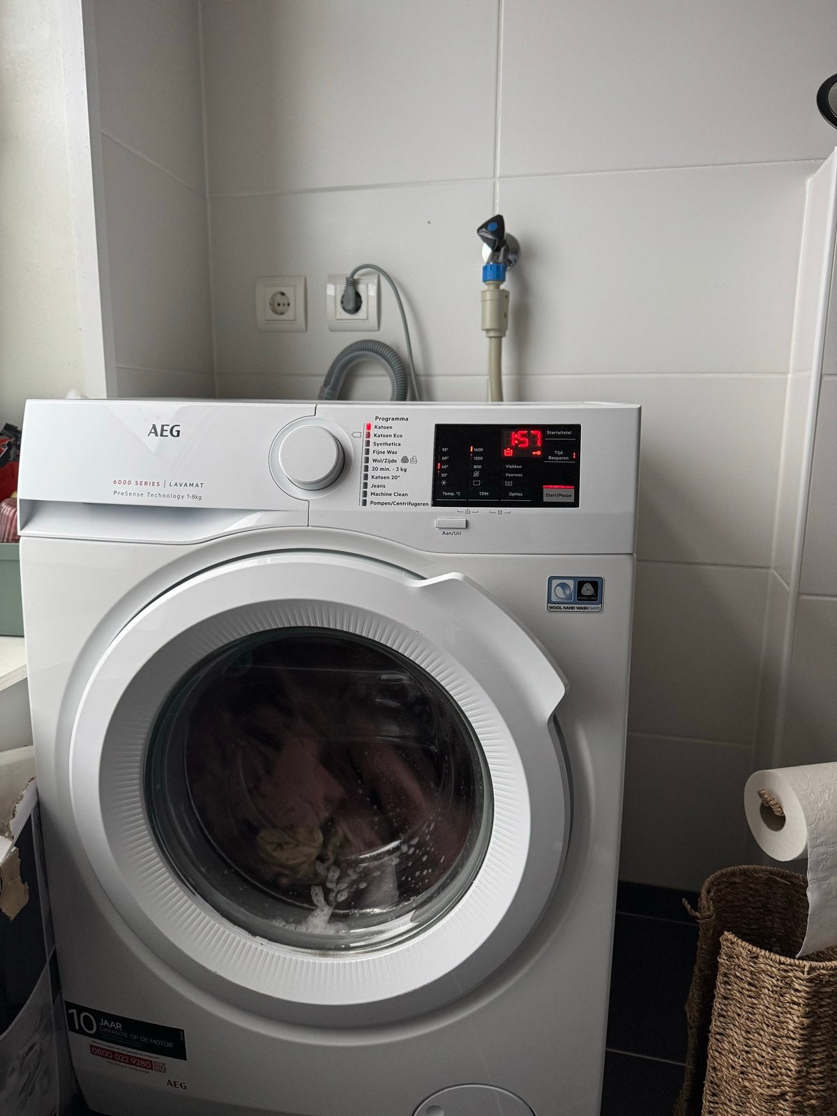AEG 6000 Series Lavamat Wasmachine - 7kg, Ophalen, 6 tot 8 kg, Gebruikt, 1600 toeren of meer