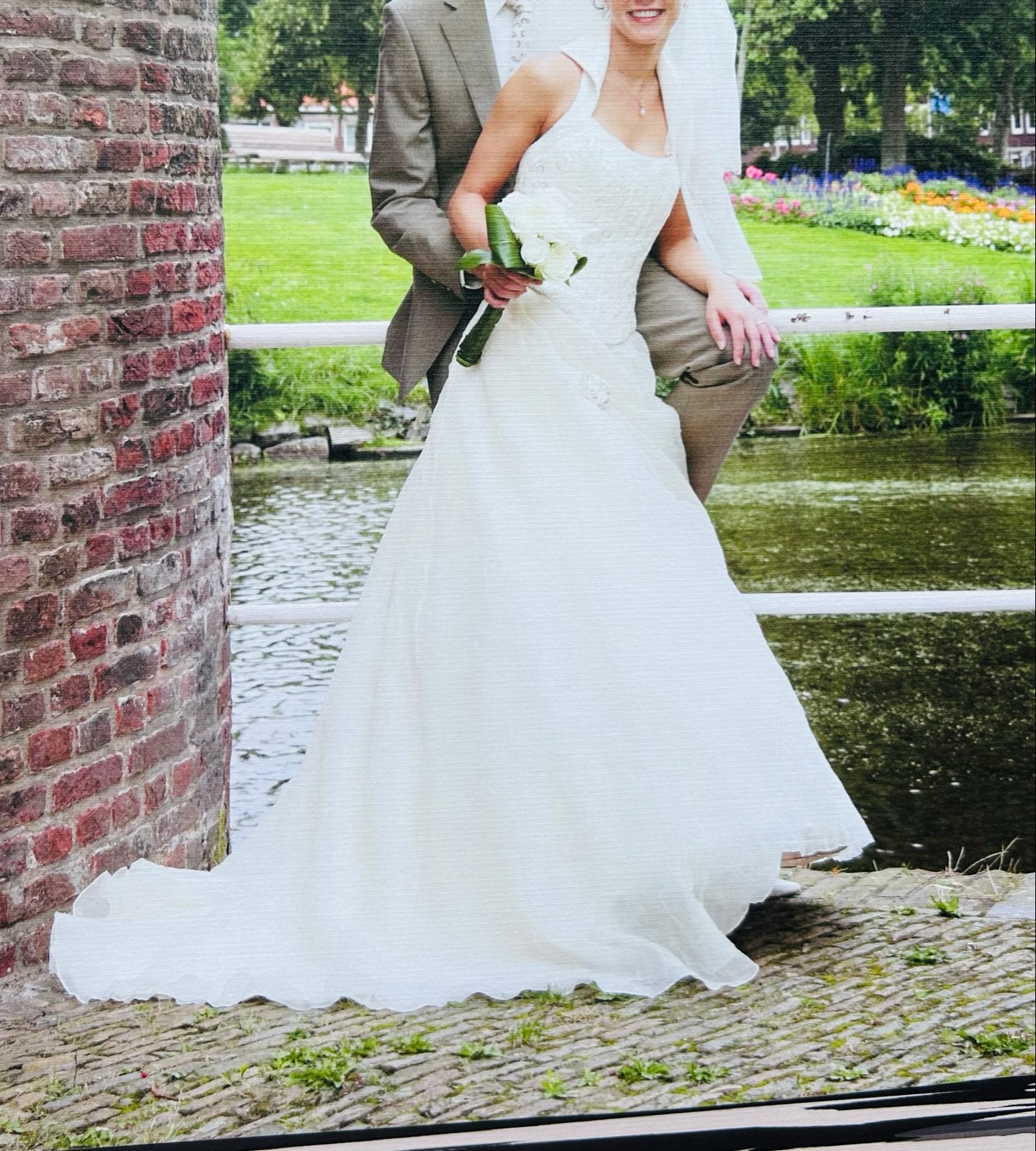 Prachtige trouwjurk met sluier, Ophalen, Gedragen, Wit, Trouwjurk