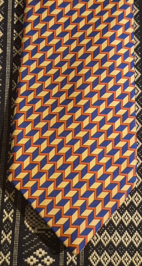 F.G. van den Heuvel Den Haag stropdas Geometrisch Mozaiek, Ophalen of Verzenden, Nieuw, Blauw