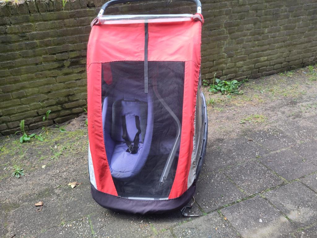Fietskar KidCar 2 kinderen, Fietsen en Brommers, Fietsaccessoires | Aanhangers en Karren, Gebruikt, Vering, Kinderkar, Ophalen