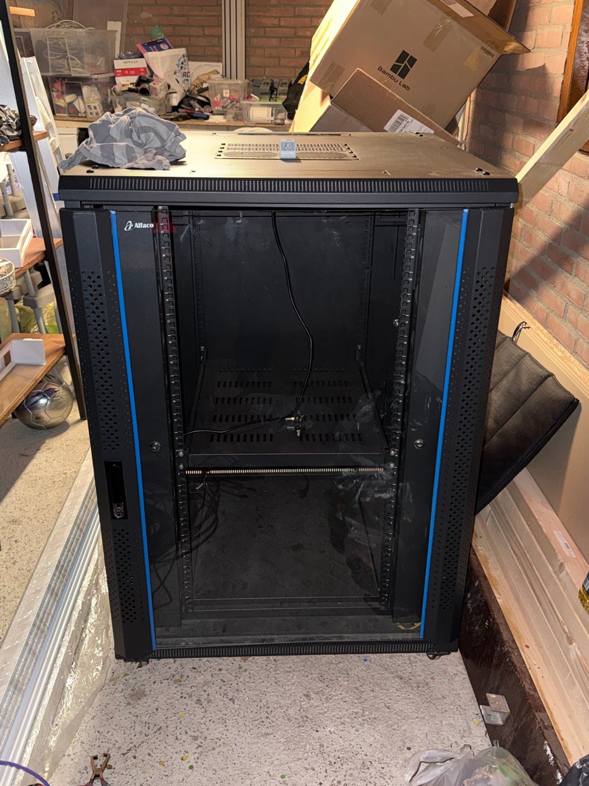 Alafco 19 inch serverkast 80x80x120, Computers en Software, Ophalen, Gebruikt, Glas, Plaatstaal