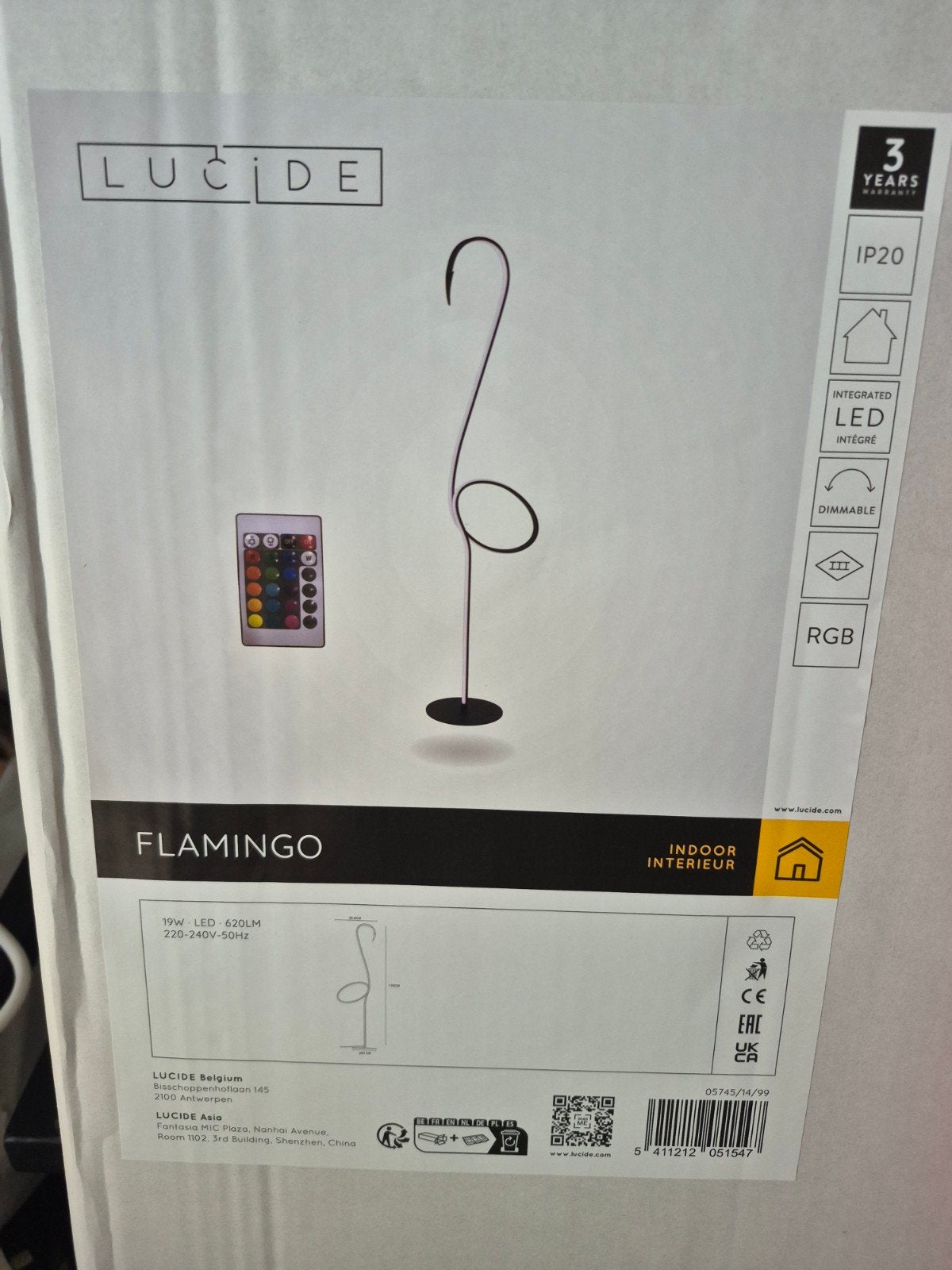 Lucide Flamingo LED Lamp - Dimbare RGB Sfeerverlichting, Ophalen of Verzenden, Nieuw, Meerkleurig, Lucide