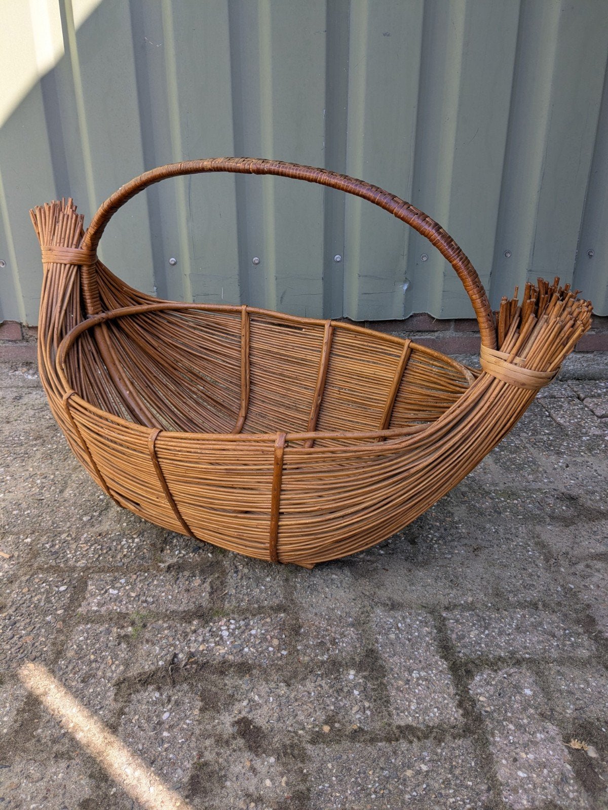 Grote vintage rieten mand - 95x54x60cm, Antiek en Kunst, Ophalen