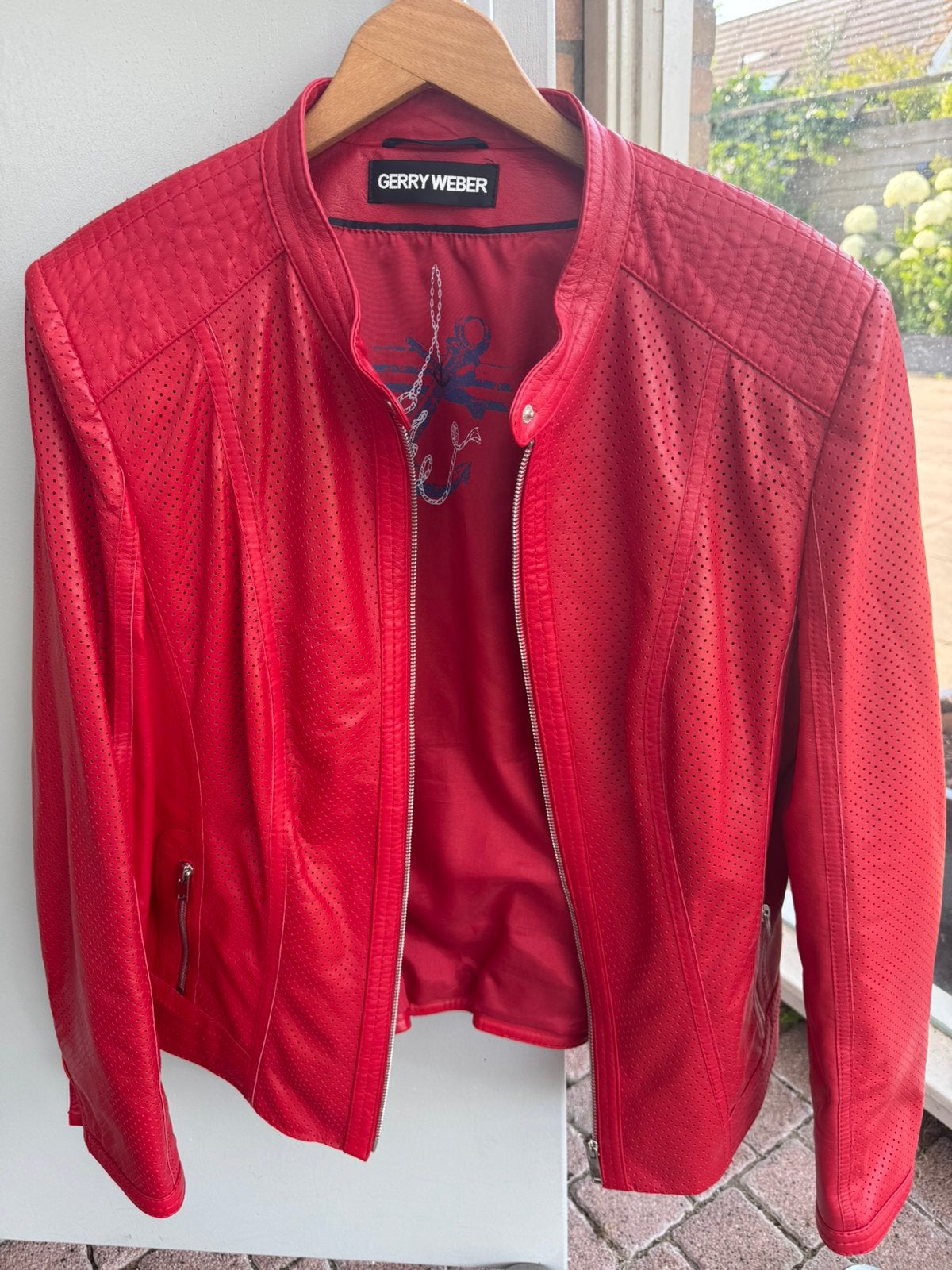 Leren jas (Gerry Weber), Ophalen of Verzenden, Zo goed als nieuw, Maat 42/44 (L), Rood