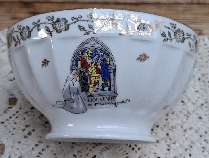 Frans wit porseleinen spoelkom, 1 ste communie, Ophalen of Verzenden