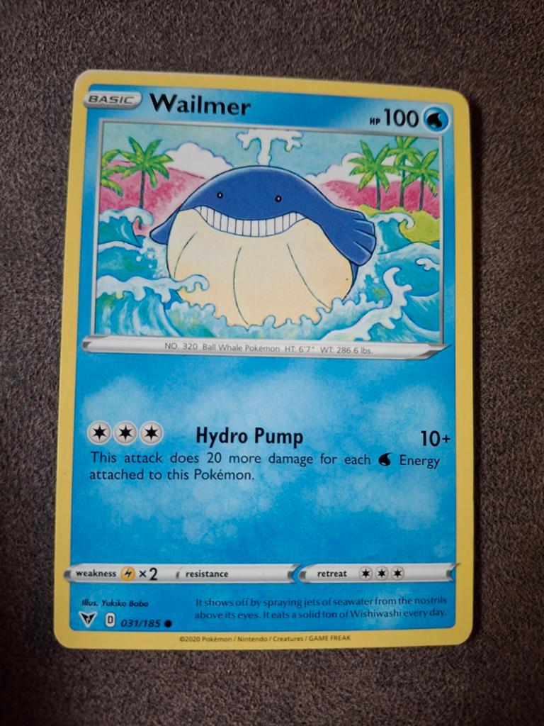 Wailmer Pokémon Kaart - Vivid Voltage 031/185, Ophalen of Verzenden, Zo goed als nieuw, Losse kaart