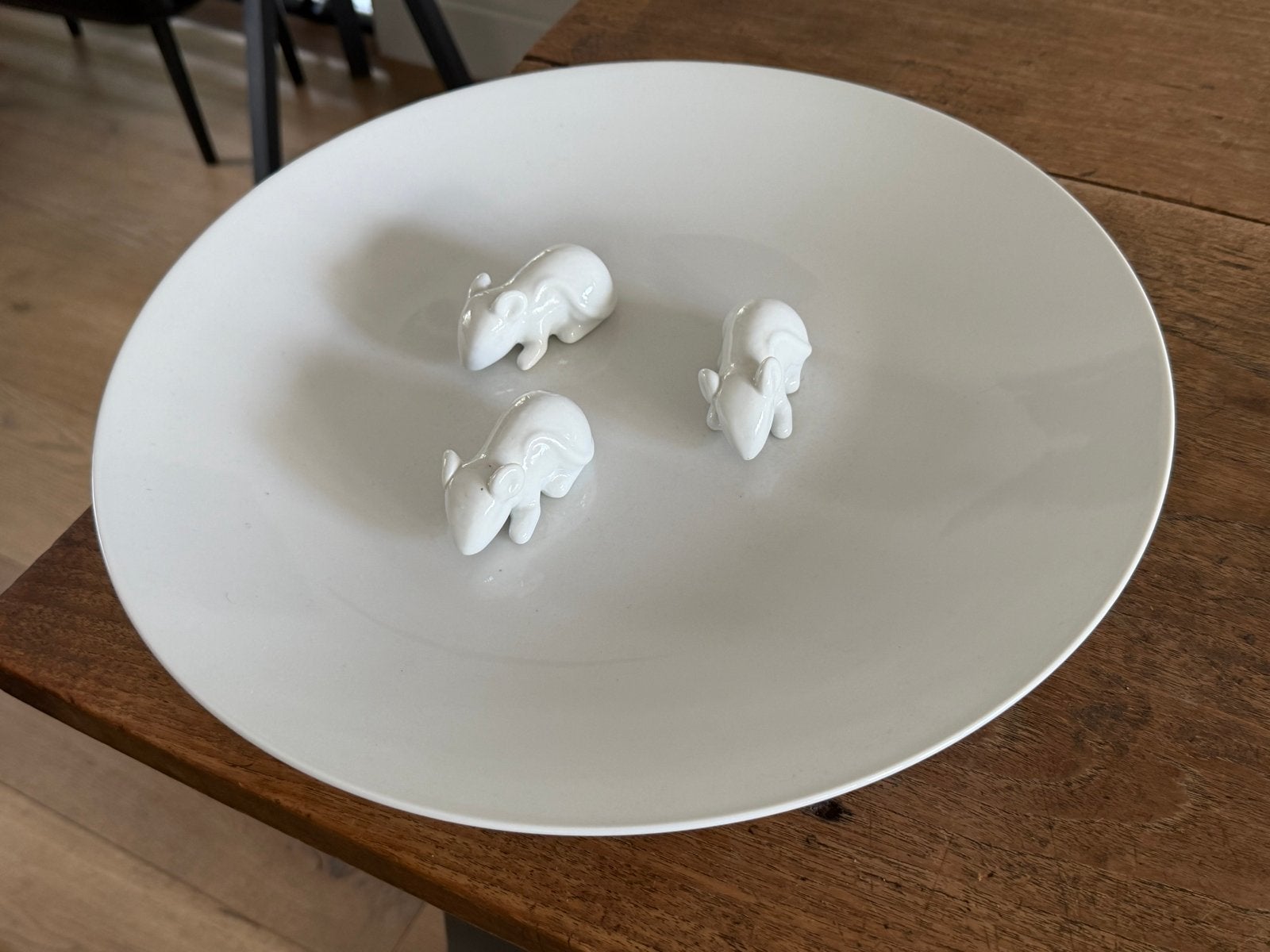 Pols Potten Designbord met 3 Muizen - Wit, Zo goed als nieuw, Ophalen, Porselein of Keramiek, Schaal, Rond