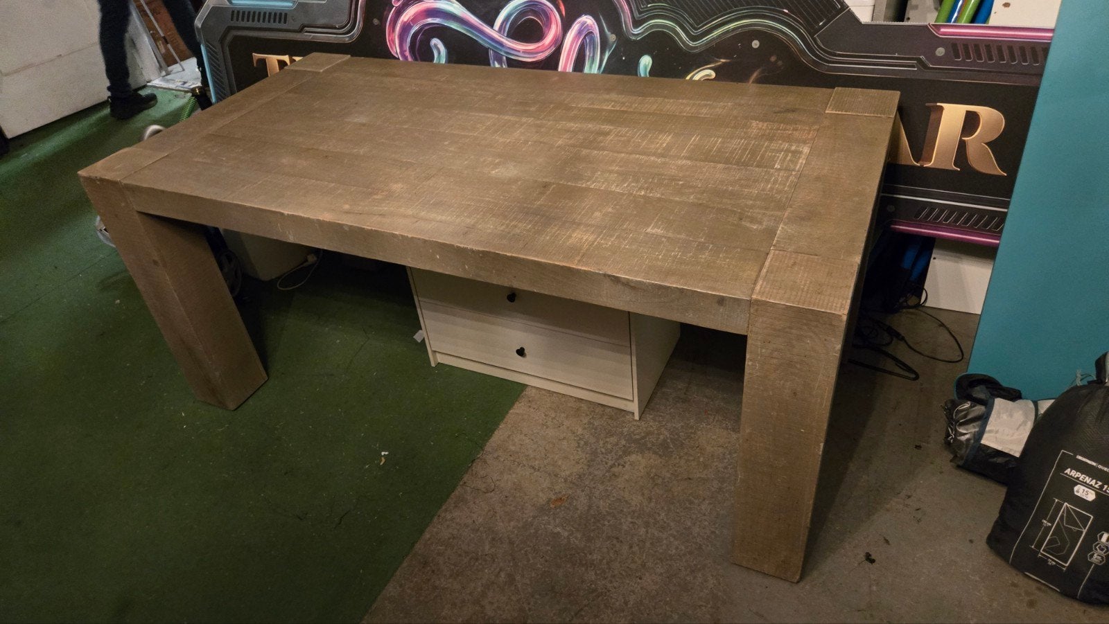 Robuuste houten eettafel van quadrato, Ophalen, Gebruikt, 100 tot 150 cm, Rustiek