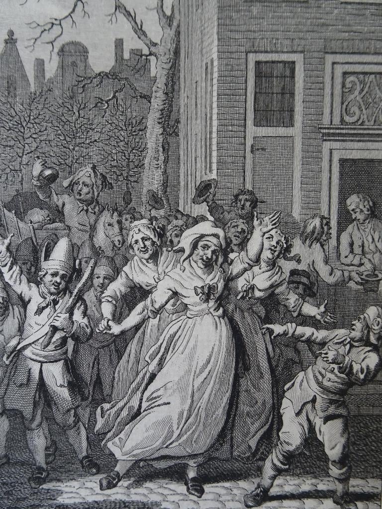 gravure feesten in straten Rotterdam 1783 R. Vinkeles, Antiek en Kunst, Kunst | Etsen en Gravures, Verzenden
