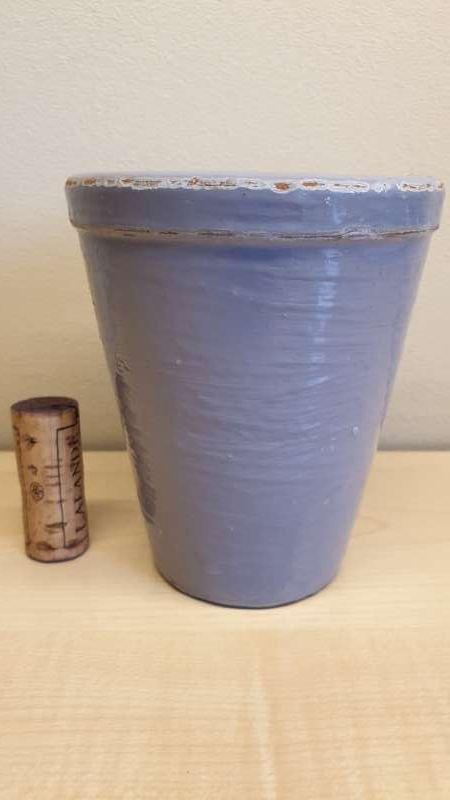 Bloempot, terracotta, blauw, hoogte 12cm, binnen diam 8cm, Rond, Ophalen of Verzenden, Aardewerk, Binnen