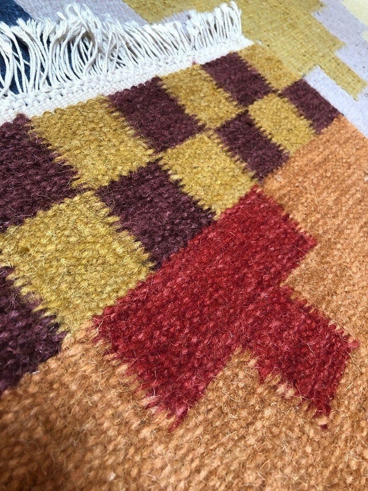 Handgeweven kelim vloerkleed wollen tapijt - 257x175 cm, 200 cm of meer, Ophalen of Verzenden, Zo goed als nieuw, 200 cm of meer