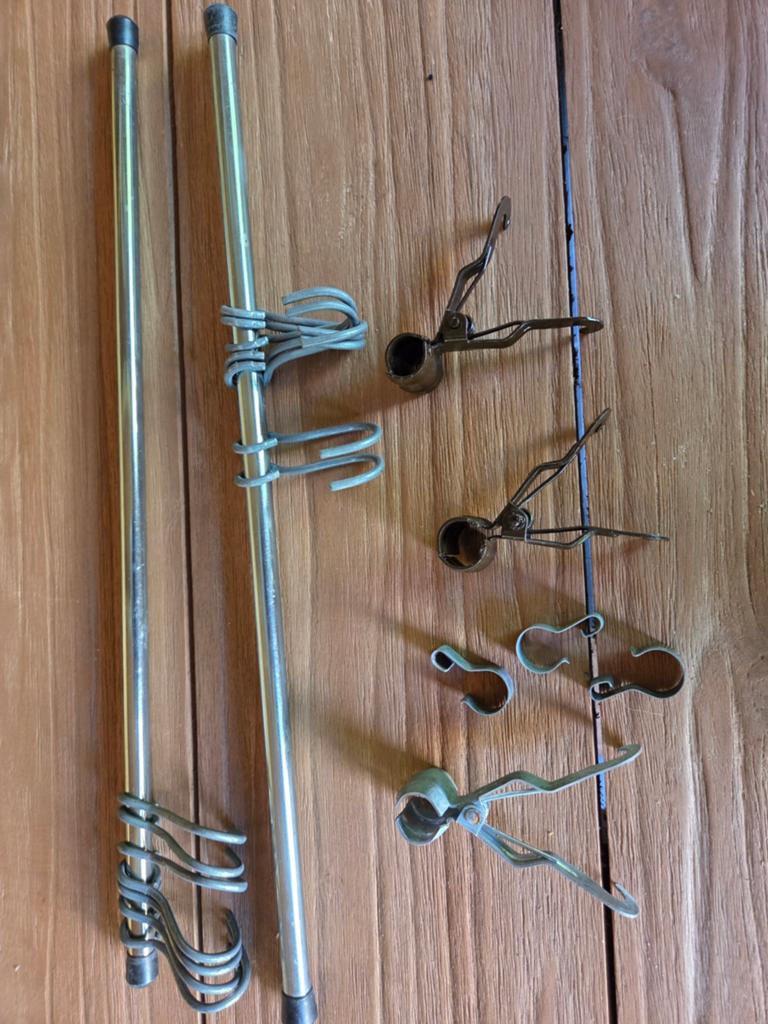 Camping vintage kledinghangers en klemmen set, Ophalen of Verzenden