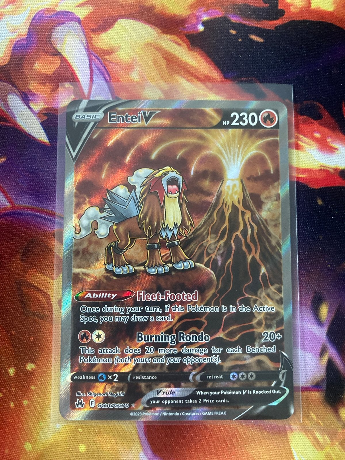 Pokémon Kaart Entei V GG36/GG70 Crown Zenith Full Art, Ophalen, Nieuw, Losse kaart, Foil