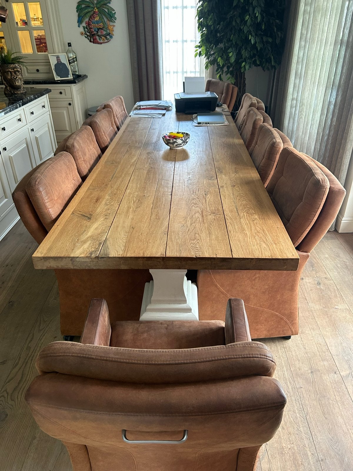 Eikenhouten kloostertafels Moet weg voor het weekend!!, Ophalen, Gebruikt, 100 tot 150 cm, Eikenhout