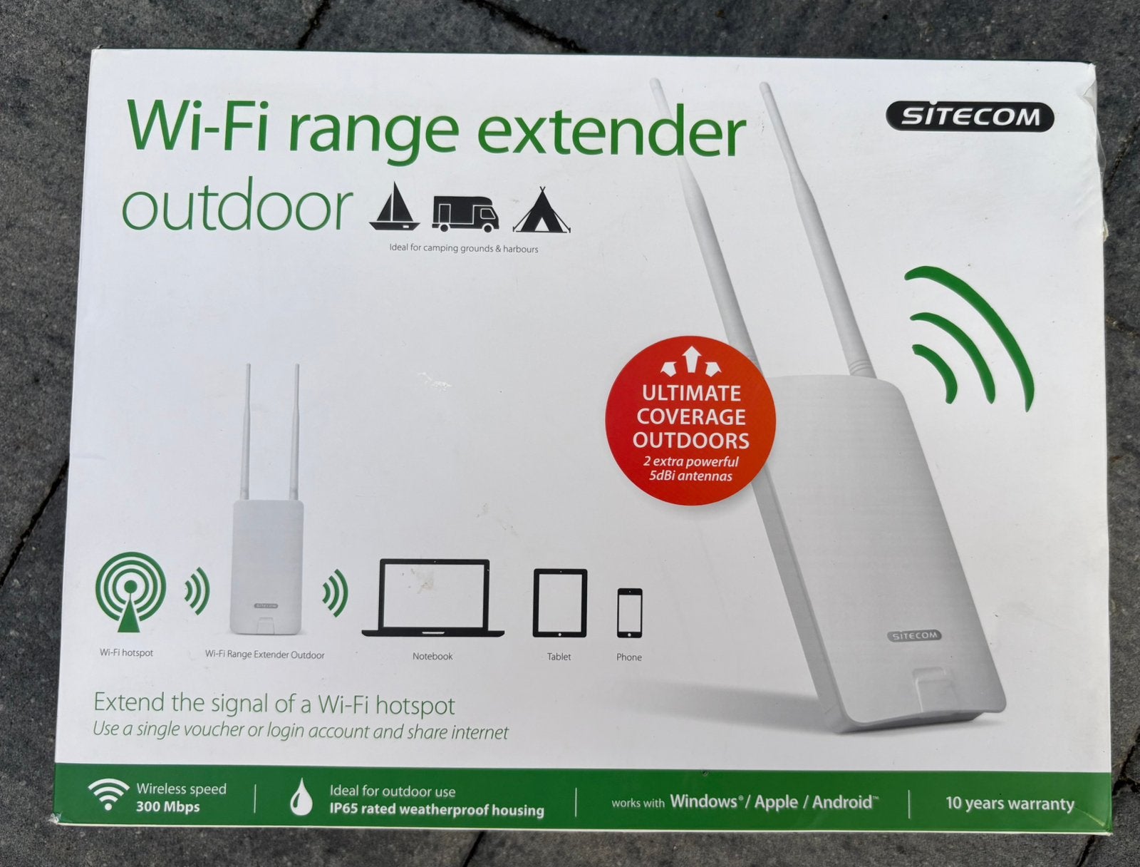 Sitecom WLX-2100 N300 Wi-Fi Outdoor Range Extender, Ophalen of Verzenden, Zo goed als nieuw