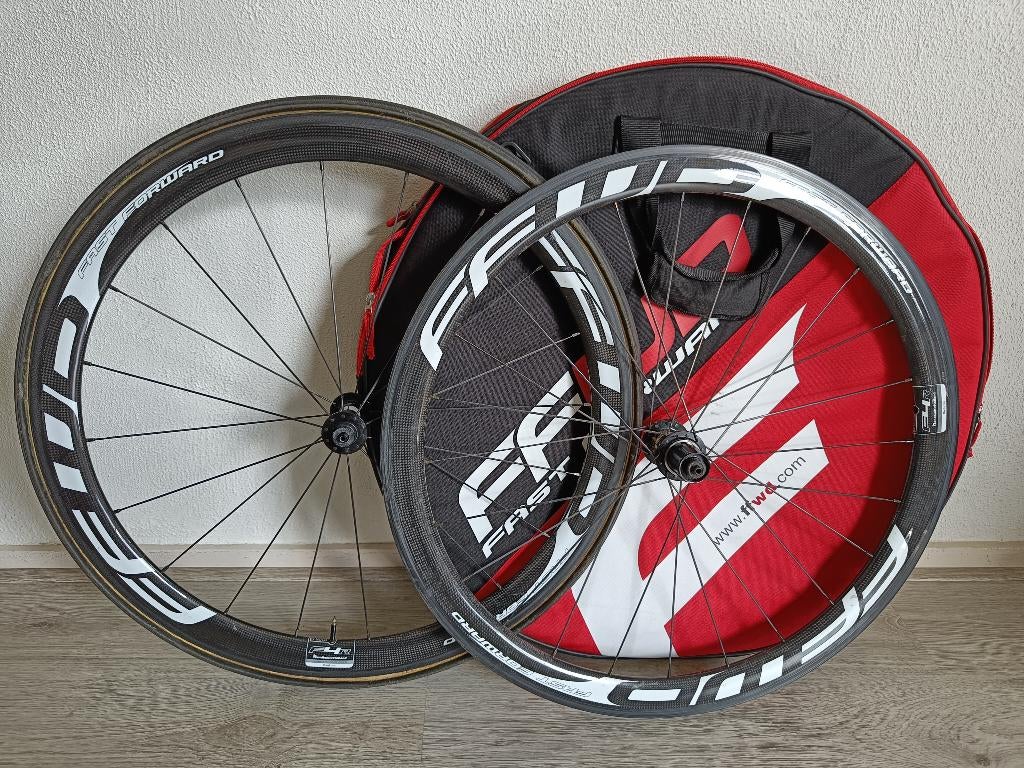 45mm FFWD F4R Tubular carbon wielset velgrem, Fietsen en Brommers, Fietsonderdelen, Wiel, Gebruikt, Fast Forward, Ophalen of Verzenden