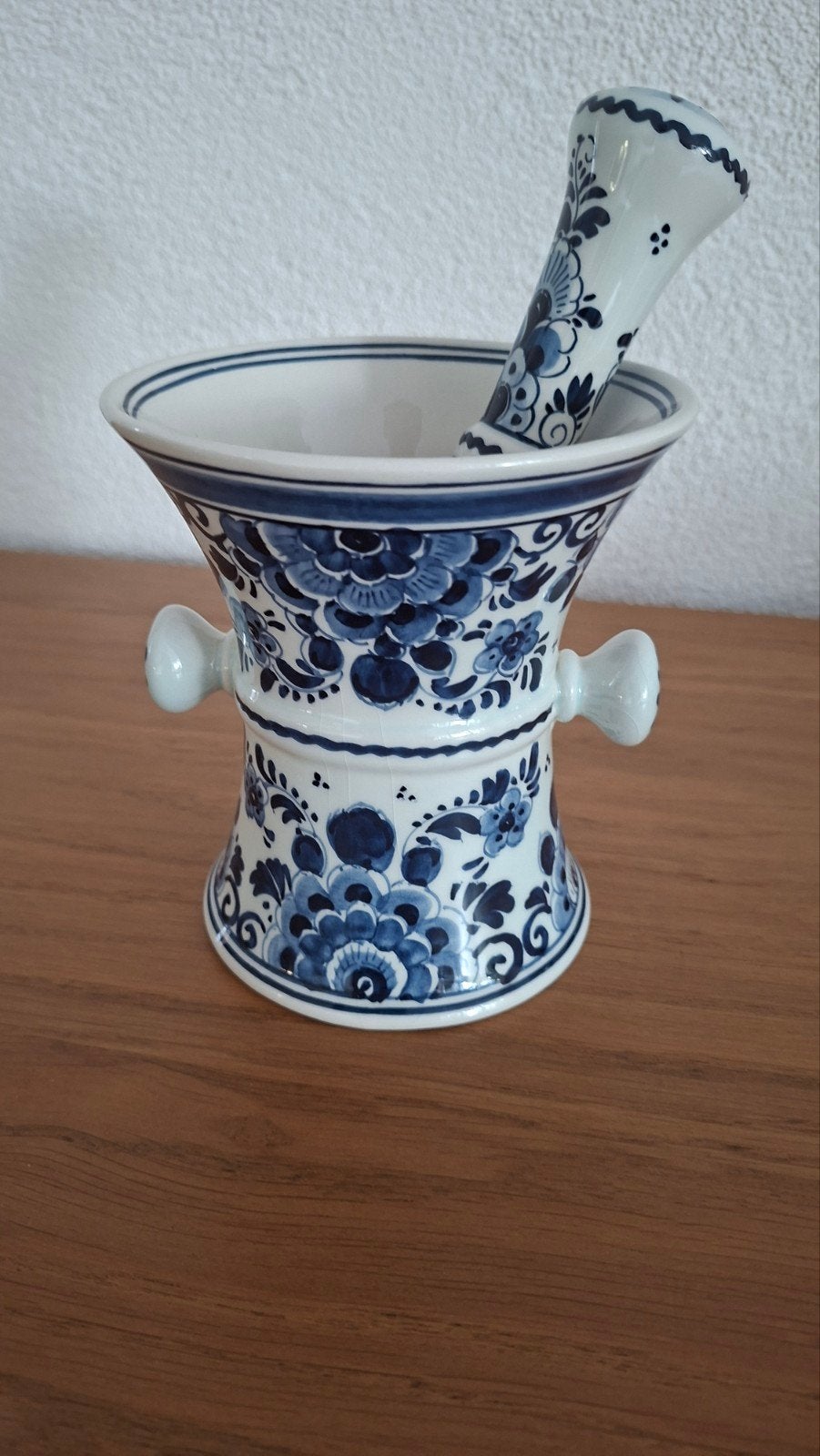 Delfts Blauw Vijzel en Stamper - Handgeschilderd, Ophalen