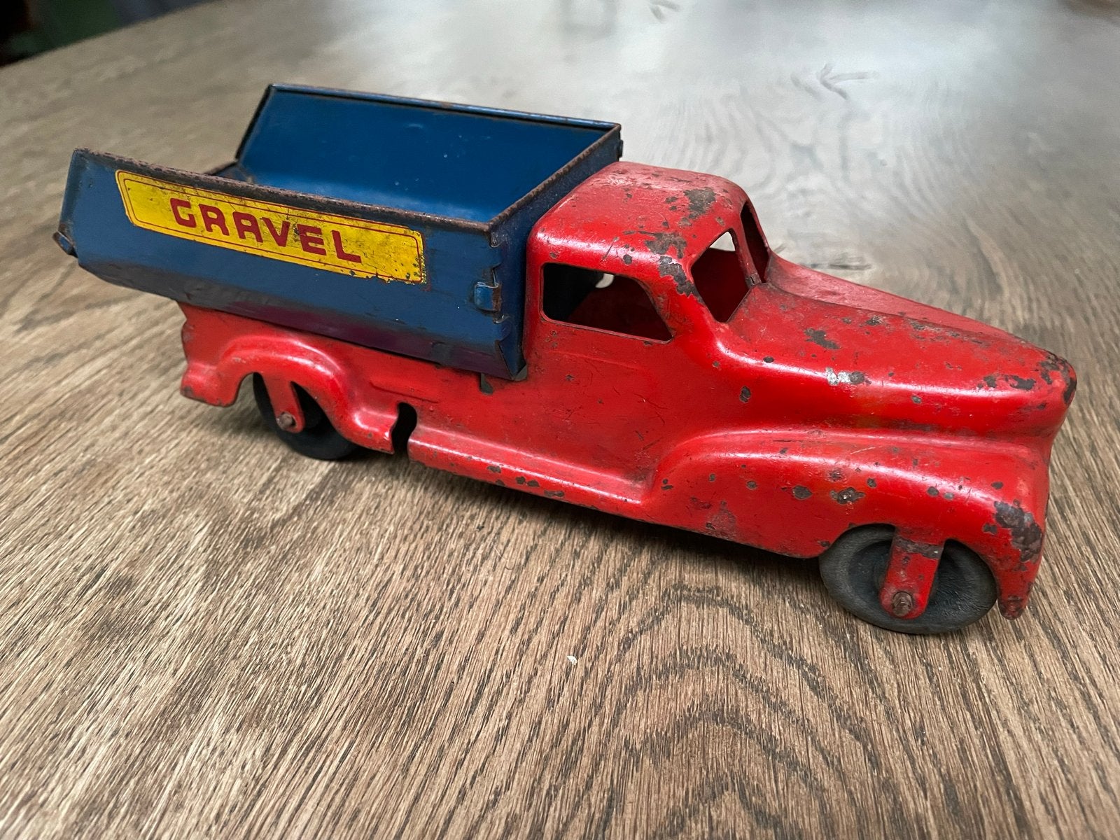 Vintage Gescha Metal Kiepwagen 'Gravel' - Speelgoed, Antiek en Kunst, Antiek | Speelgoed, Ophalen of Verzenden