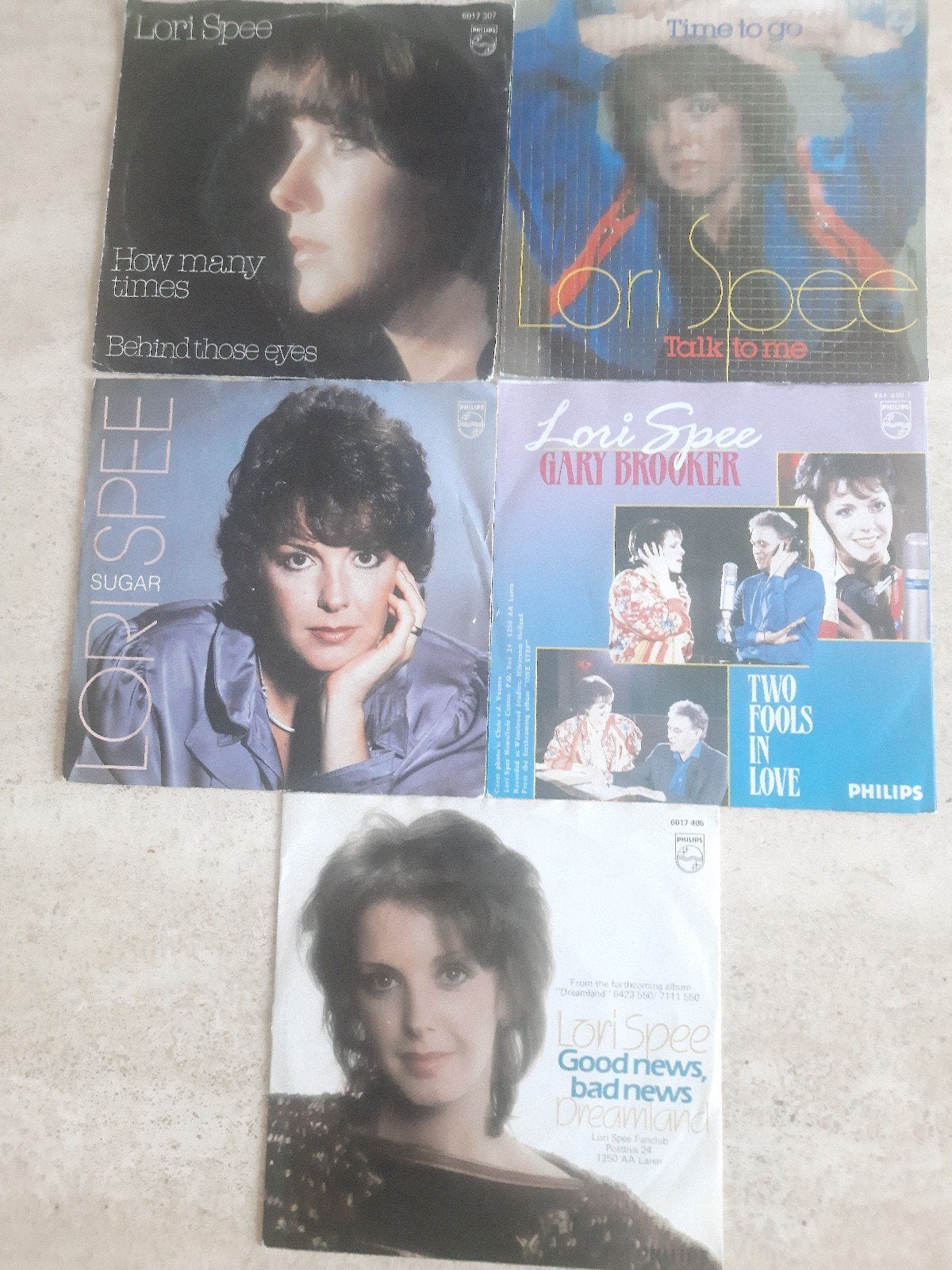 5x vinyl singels van Lori Spee, Ophalen of Verzenden, Zo goed als nieuw, Nederlandstalig