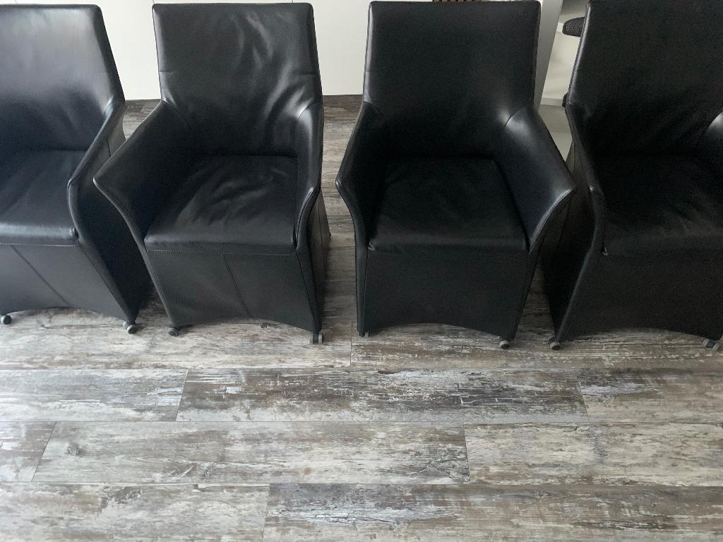 Leren stoelen, Ophalen, Gebruikt, Zwart, Leer