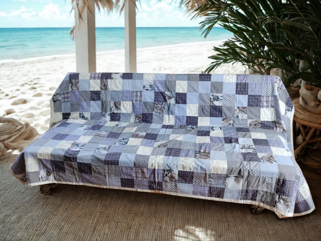 Beachhouse, zomerse, katoen quilt lappendeken lapjesdeken, Verzenden, Nieuw