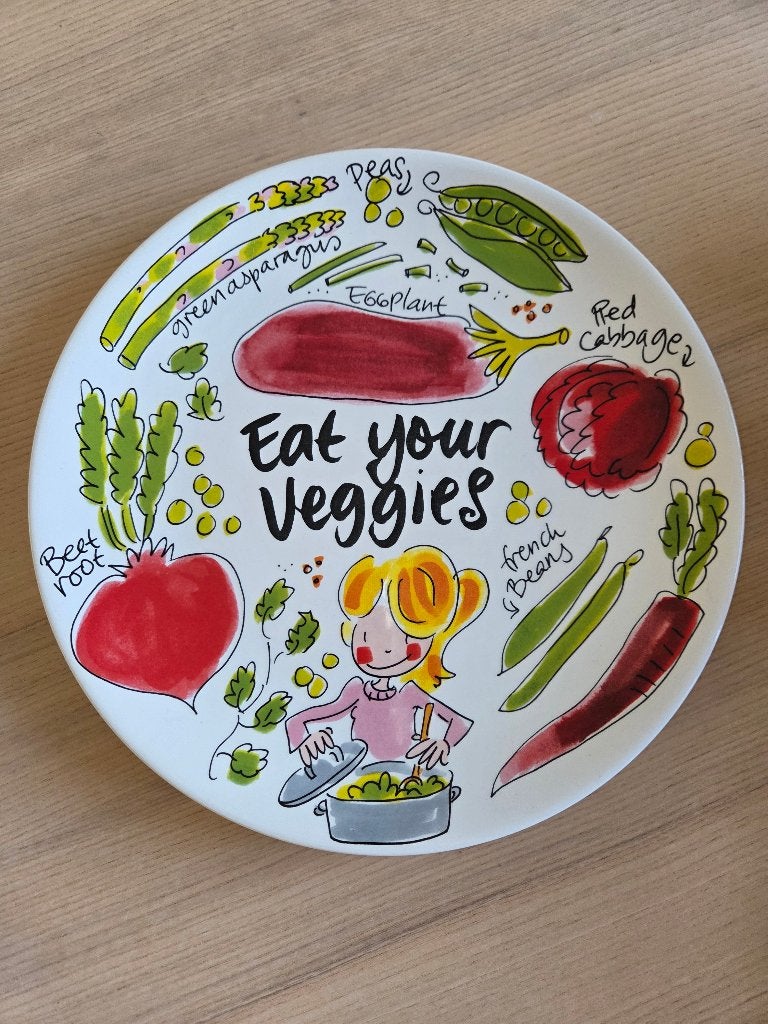 Blond Amsterdam groot bord 'Eat your veggies', Ophalen, Zo goed als nieuw, Bord(en), Aardewerk