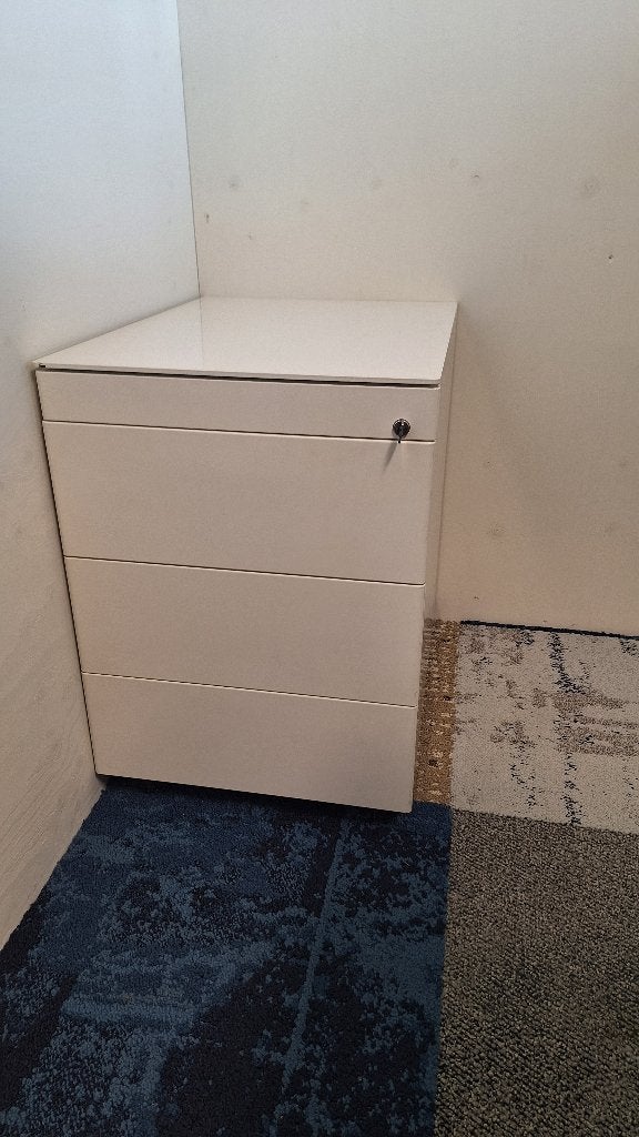 Haworth verrijdbaar ladeblok, wit, 59 x 42 x 57,50, 4 laden, Ophalen, Minder dan 50 cm, Gebruikt, 3 of 4 laden
