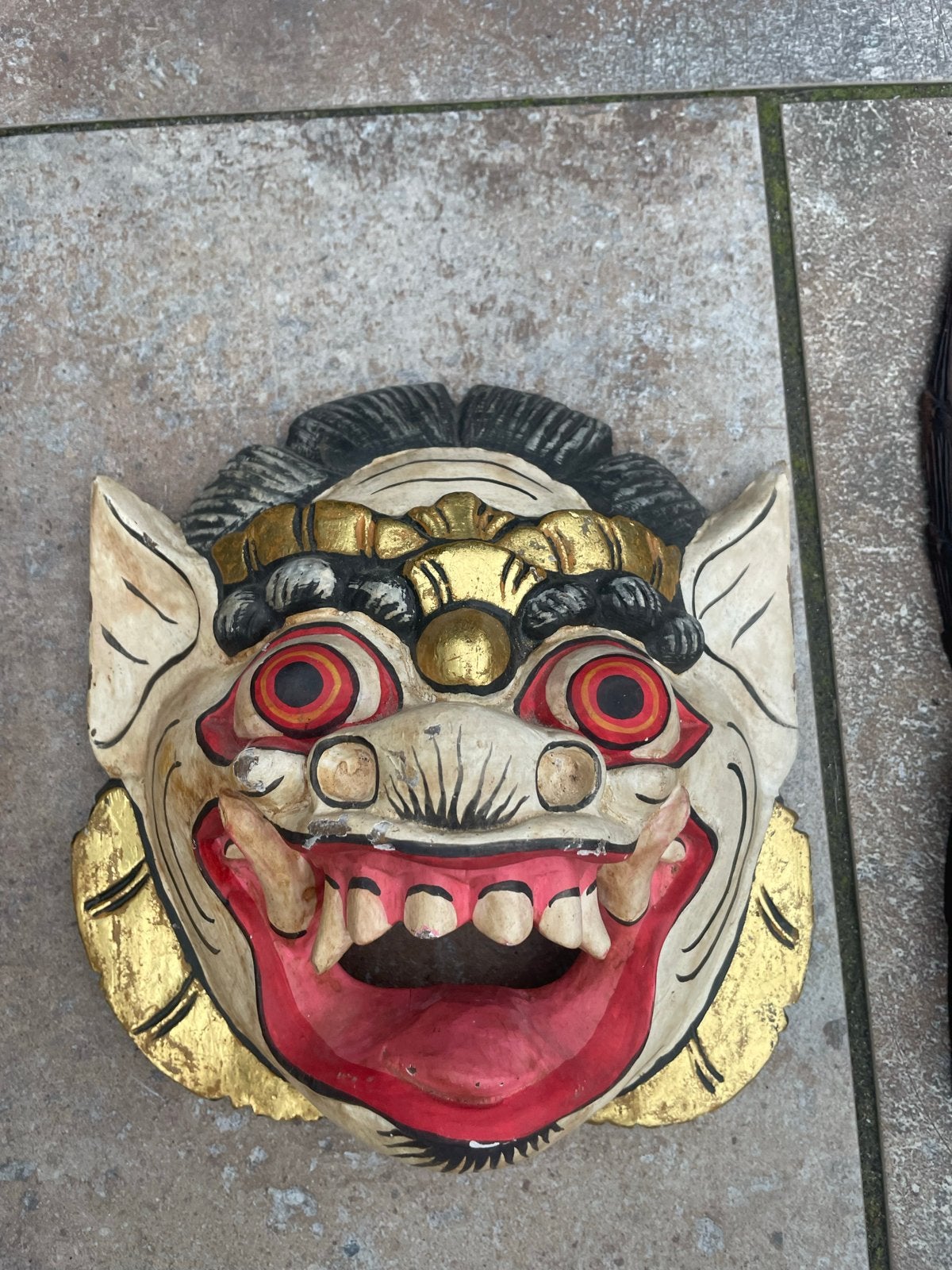 Handgesneden Balinees masker - Barong, Hout, Masker, Handgemaakt, Ophalen of Verzenden