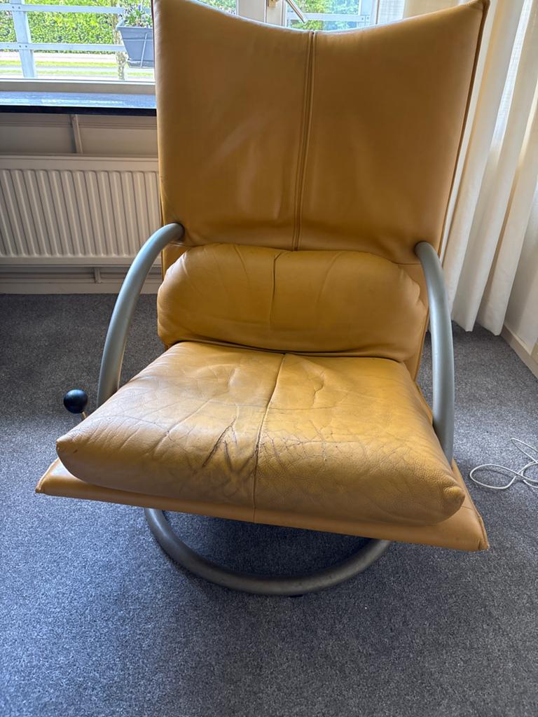 Rolf Benz BMP torino okergele leren stoel, Ophalen, Gebruikt, Overige kleuren, Design