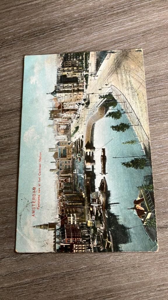 Oude Panorama Ansichtkaart Amsterdam Centraal Station, Verzamelen, Ansichtkaarten | Nederland, Ophalen of Verzenden, Voor 1920
