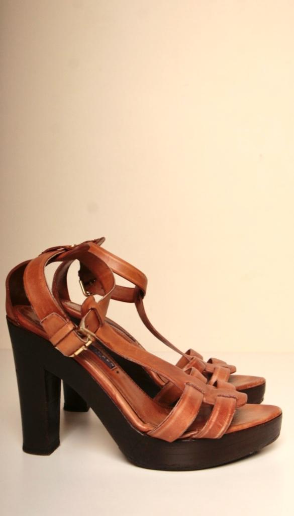 RALPH LAUREN PURPLE LABEL! Maat 39,5 Winkelprijs € 1200,-, Bruin, Gedragen, Sandalen of Muiltjes, Ophalen of Verzenden