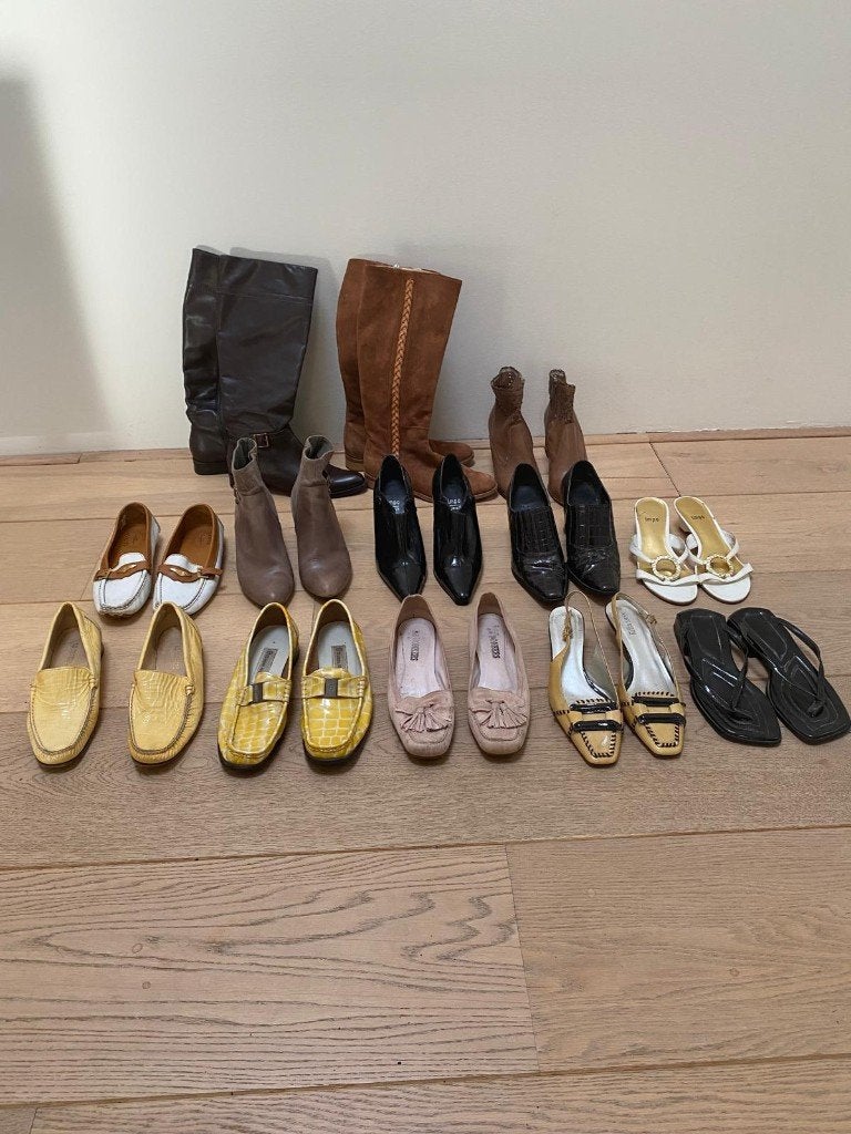 15x vintage schoenen/laarzen 36/37 oa Aigner en Ralph Lauren, Ophalen, Schoenen met lage hakken, Overige kleuren, Gedragen