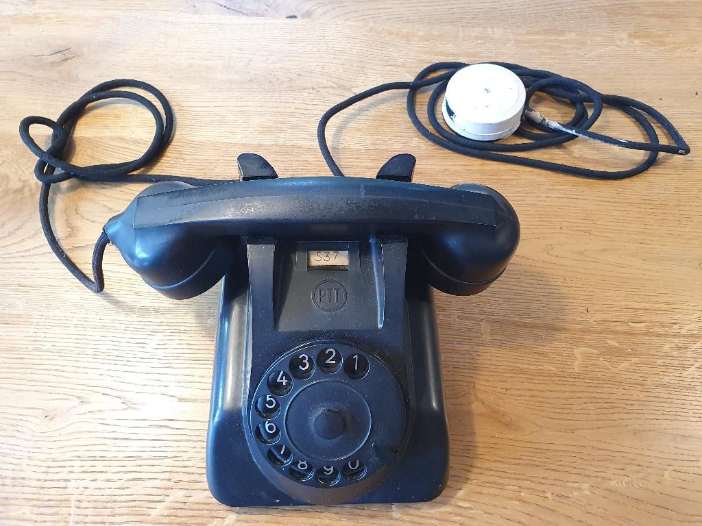 Bakeliet telefoon uit 1960 PTT, Ophalen, Gebruikt, Met draaischijf