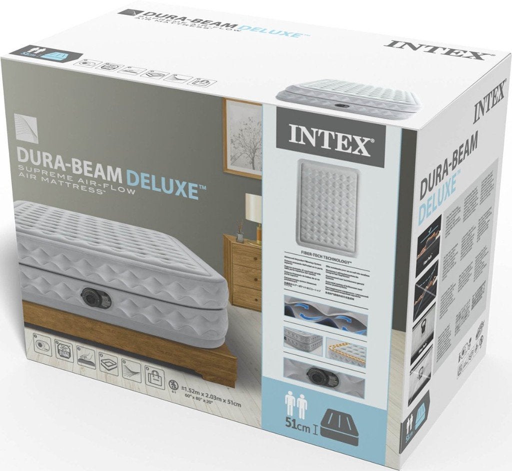 Intex Supreme Air-Flow Bed Luchtbed - Slechts 2x gebruikt!, Ophalen, Ingebouwde pomp, Zo goed als nieuw