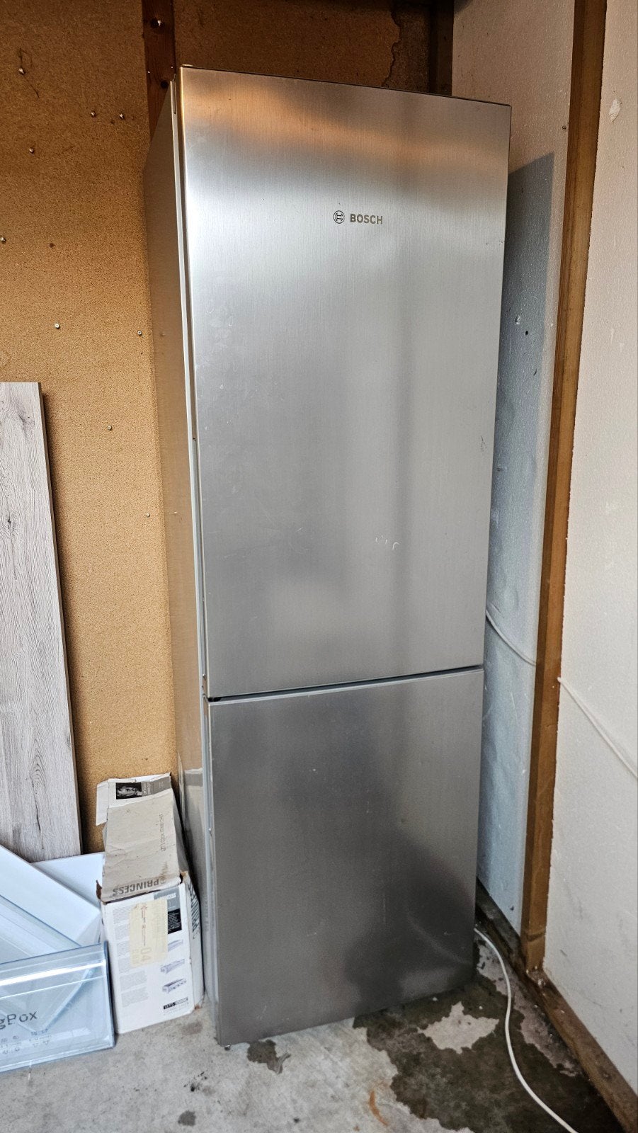 Bosch Koelkast met vriesvak - RVS look, Ophalen, Gebruikt, 200 liter of meer, 60 cm of meer