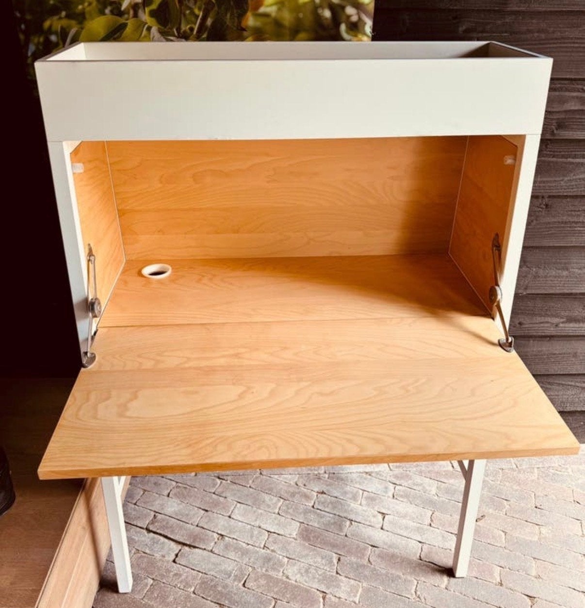 IKEA PS 2014 Secretaire - Wit/Berkenhout, Huis en Inrichting, Bureaus, Ophalen, Opbergruimte, Hout, Secretaire