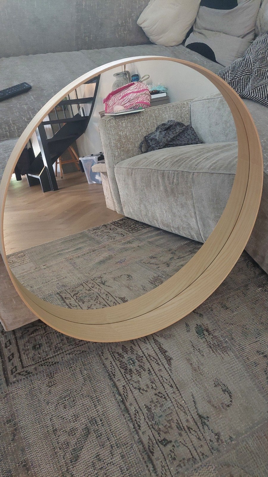 Stijlvolle ovale spiegel met houten frame, Huis en Inrichting, Ophalen, 100 tot 150 cm, Zo goed als nieuw, Ovaal