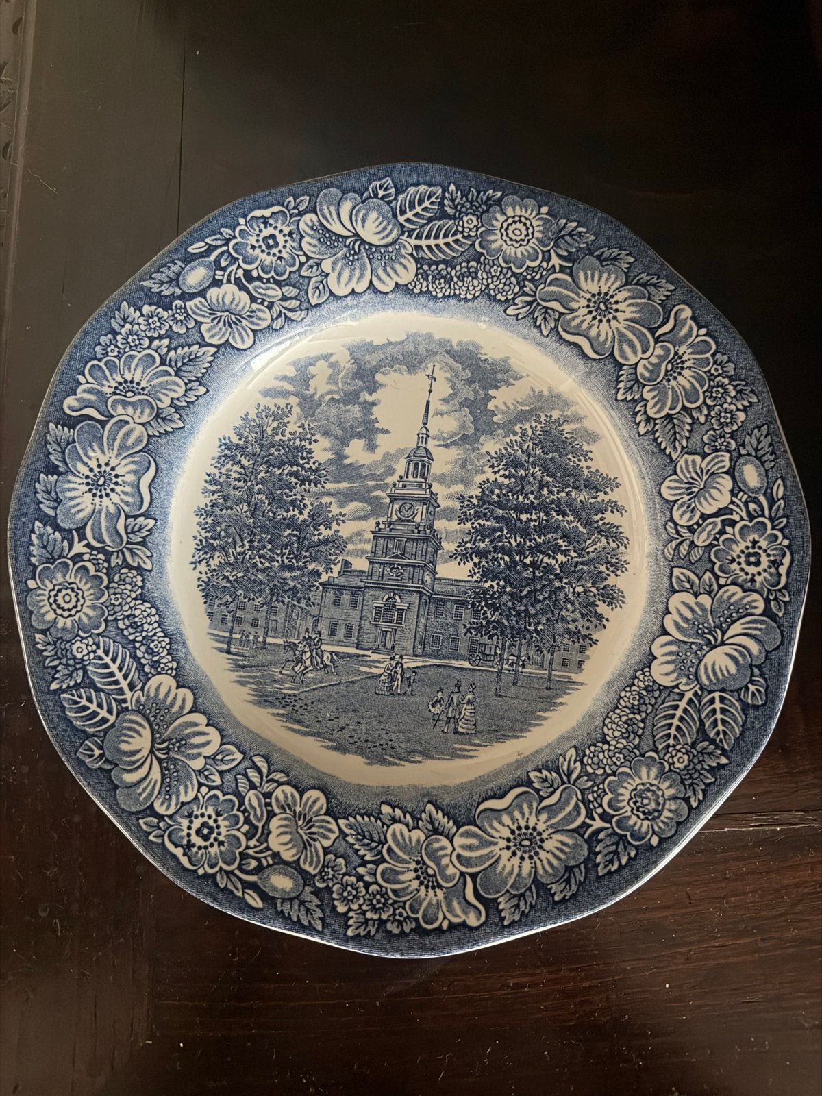 Vintage Liberty Blue Independence Hall bord, Ophalen of Verzenden