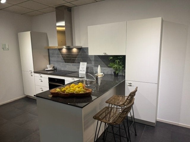 Keuken, Ophalen, Wit, Hoekkeuken, Graniet of Steen