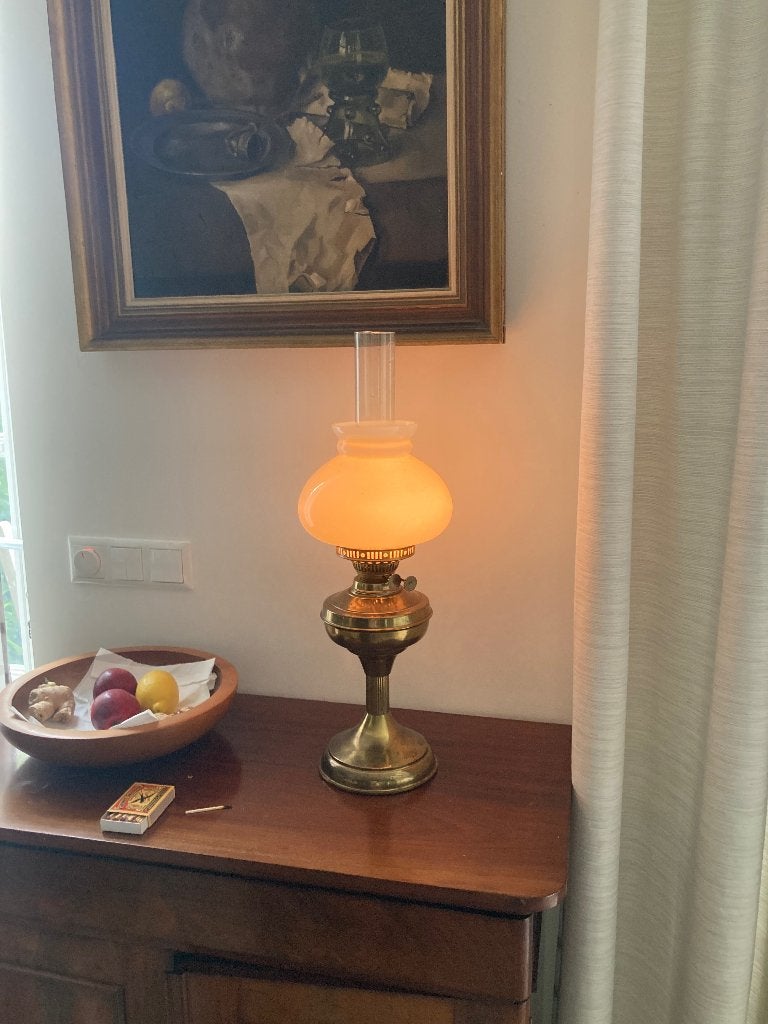 Antieke koperen Olielamp, Ophalen