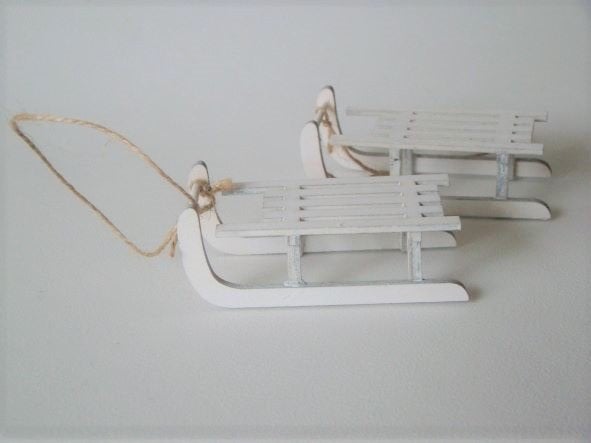 Mini slee decoratie wit p/st. | 2 maten, Ophalen of Verzenden, Nieuw, Wit, Hout