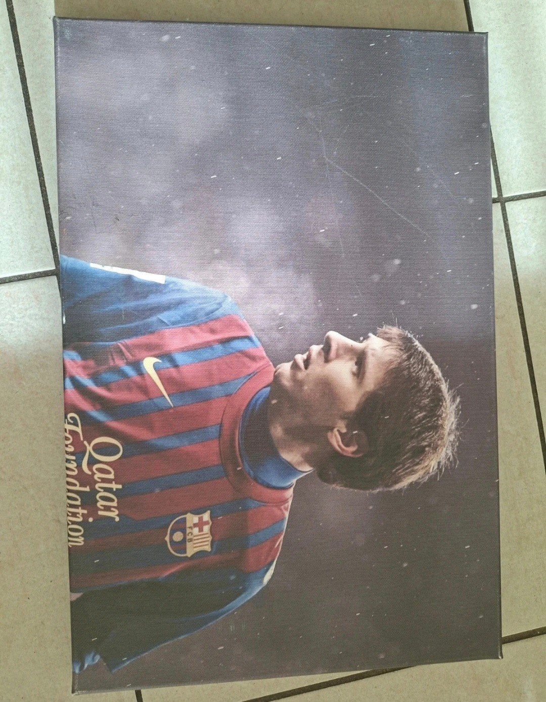 Canvas schilderij Lionel Messi FC Barcelona, Minder dan 50 cm, Gebruikt, Ophalen of Verzenden, Schilderij