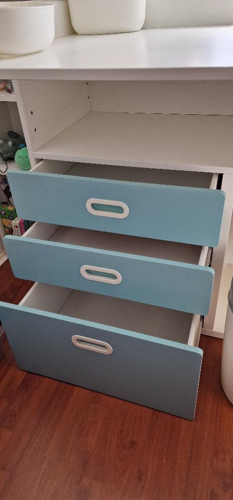 Ikea SMÅSTAD Commode, wit blauw/met 3 lades, 90x79x100 cm, Ophalen, 50 tot 70 cm, Zo goed als nieuw, 75 tot 100 cm