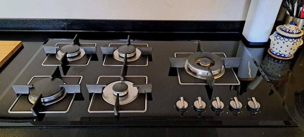 Gaskookplaat Gas op Glas, Witgoed en Apparatuur, Kookplaten, Ophalen, Inbouw, Gas, 5 kookzones of meer