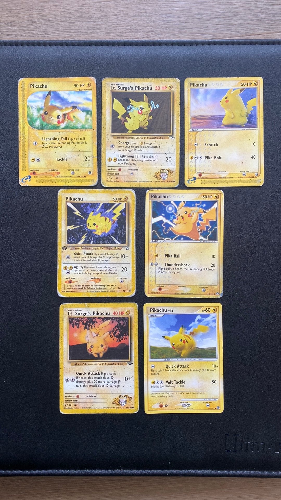 Pikachu sandstorm expedition neo emerald lt surge gym, Ophalen of Verzenden, Gebruikt, Meerdere kaarten
